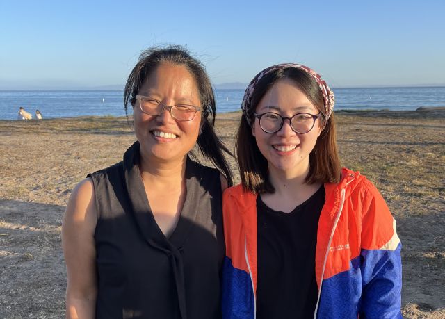 Celebrating Kate's PhD defense at Goleta Beach